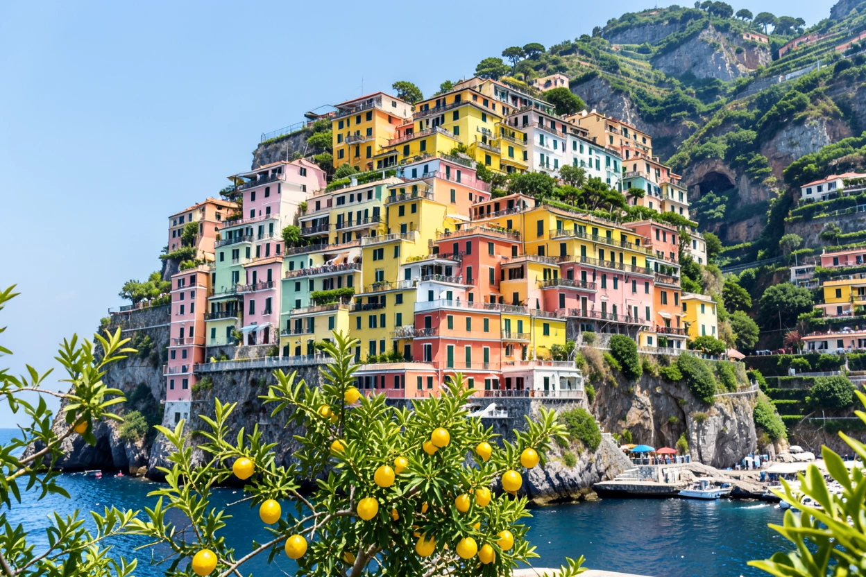Village coloré sur la côte Amalfitaine, Italie