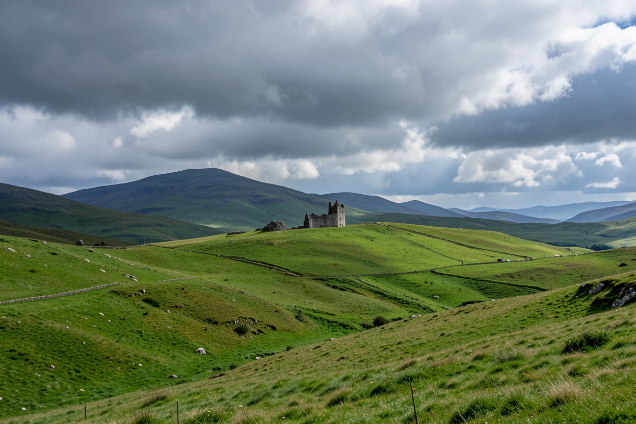 Highlands écossais et château isolé