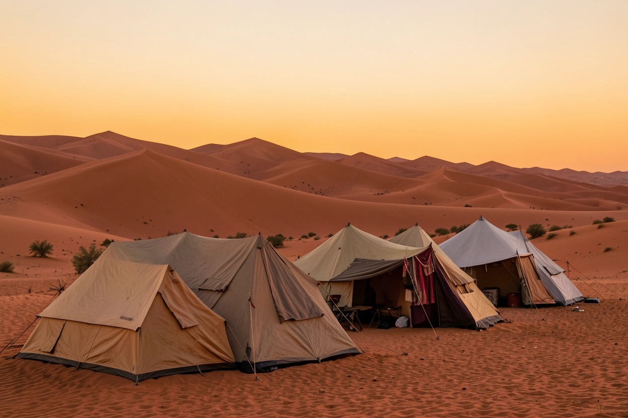 Campement dans le désert d'Agafay près de Marrakech, Maroc