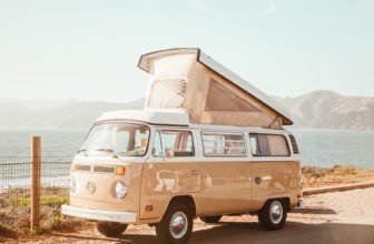 brown Volkswagen T1 van near body of water at daytime