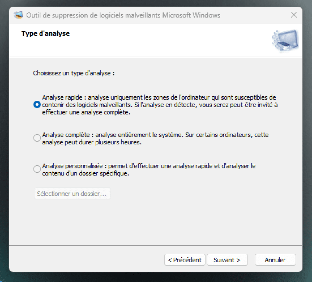 Suppression des logiciels malveillants sur Windows 2